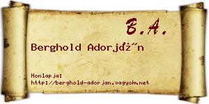 Berghold Adorján névjegykártya
